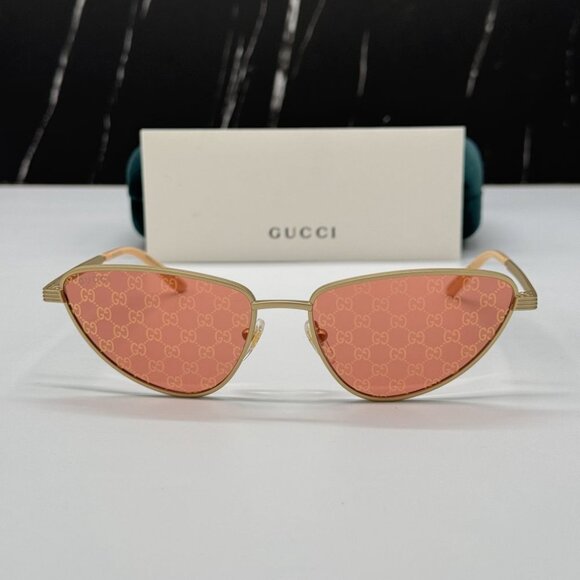 NEW GG1879S 004 GUCCI GOLD RED WOMEN GUCCI SUNGLASSES - Picture 1 of 12